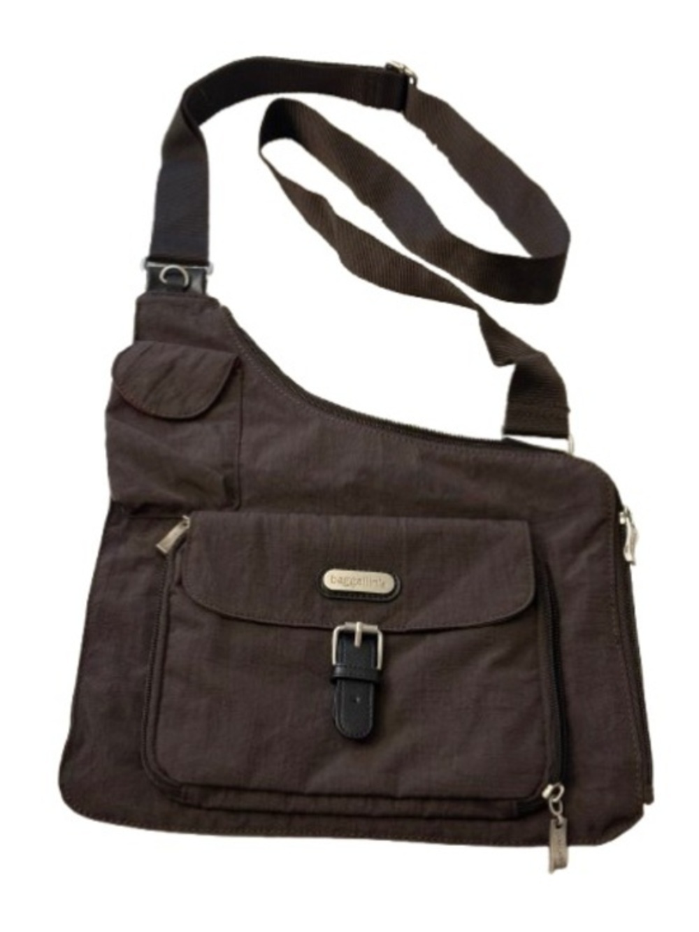 Baggallini Packable Travel Crossbody Bag Brown Red Interior Lightweight